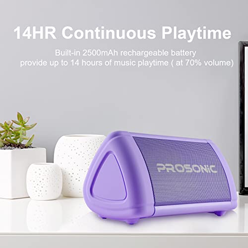 Image of BT3 Portable Wireless Bluetooth Speaker with 10W Stereo Sound and Bass Amplification - Rich Sound and Intense Bass - Bluetooth 5.0 - Microphone - IPX5 (Purple)