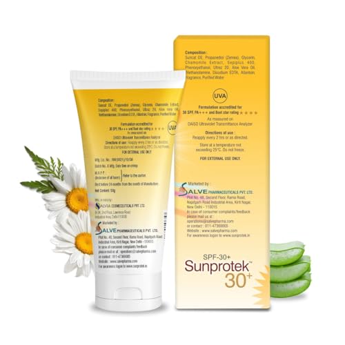 Image of Salve Sunprotek Matte Look Sunscreen SPF30 PA+++ For Oily or Acne prone skin, Paraben & Sulphate free For Women And Men - 50gm (Pack of 3)