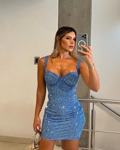 Sparkly Sequin Homecoming Dresses Short Bodycon Spaghetti Straps Mini Party Dress HC373