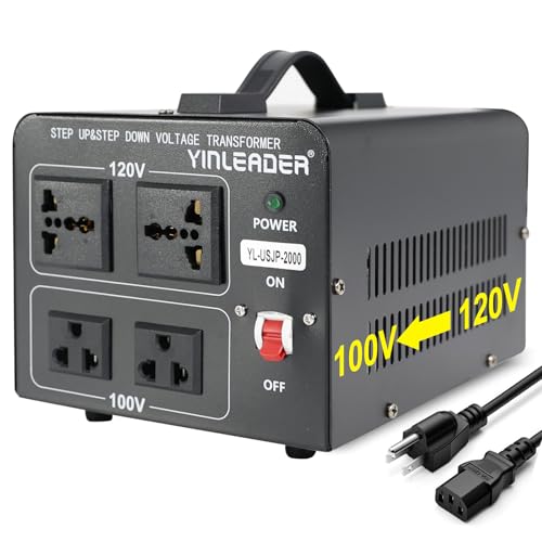Image of Yinleader 2000W Convert 120V to 100V or 100V to 120V Step Up /Down Voltage Transformer Perfect for Japanese High-Power Devices in US