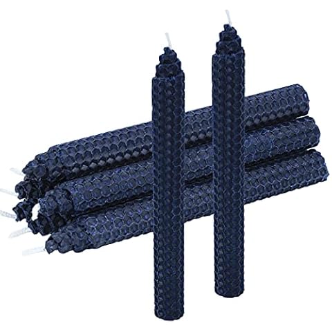 DEYBBY 8" Hand-Rolled Beeswax Taper Candles 6 Pack,Pure Natural Honeycomb Bee Wax Candle,4Hour Burn Time(Navy Blue) Cover