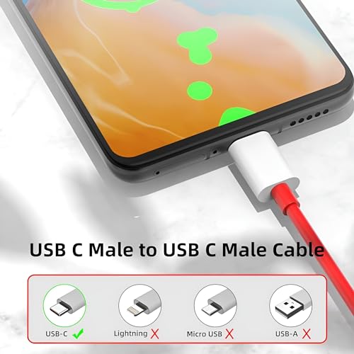 Image of Oneplus Original Type C to C Cable 65W Dash,Warp,SuperVooc Charging Data Cable Type-C [10V /6.5A] Compatible with OnePlus 11 /11R 5G /10R /10T /9 /9R /9 Pro /9RT /8T Nord, USB-C Charger Adapter Cord