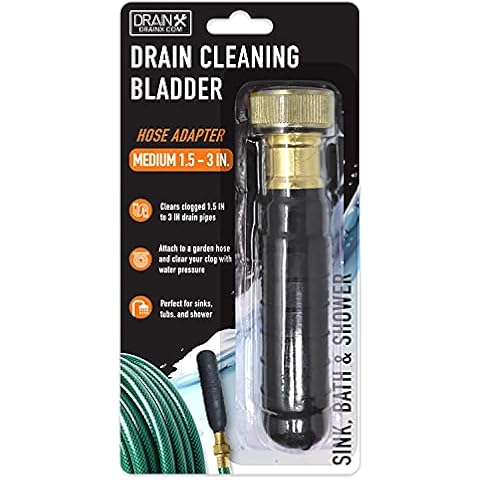 DrainX Hydro Pressure Drain Cleaning Bladder - Fits 1.5" to 3" Drain Pipes - Unclogs Stubborn Blockages in Bathroom Sinks, Shower Drains, Bathtubs, Plumbing Pipes Cover