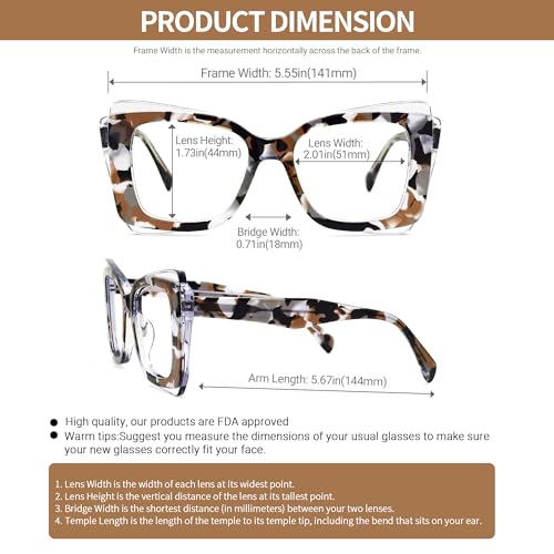 Image of VOOGLAM Oversize Rectangle Blue Light Blocking Glasses for Women Anti UV Eyestrain Eyewear Cheyenne