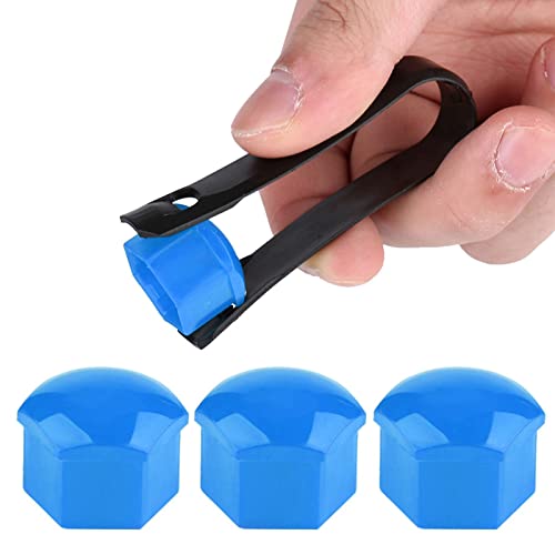 Image of 19mm Wheel Nut Covers (20-Pack) - Hub Screw Caps for Car Rims, Rust Prevention, Decorative Auto Accessories in Blue