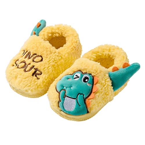 Children Home Slippers Kids Warm Dinosaur Pack Cotton Shoes with Little Baby Toddler Boys Sneakers (Yellow, 2-2.5 Years)