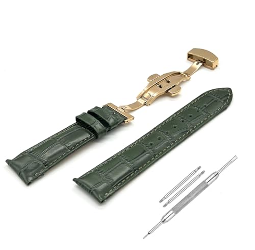 Image of Lineon 22mm Half Padded Premium Leather Mens Watch Strap with ButterFly Lock For Branded Watches Tool and Pins Include