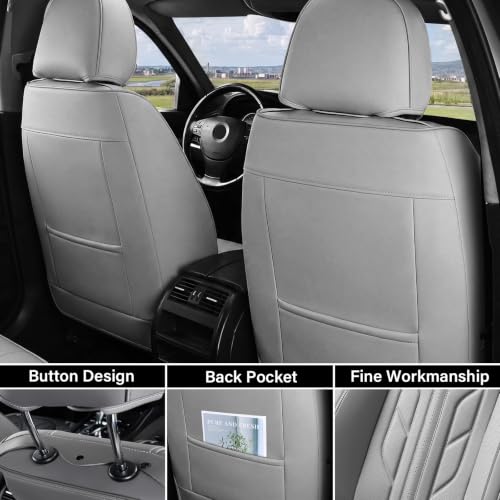 Image of Coverado Seat Covers, Car Seat Covers Front Seats, Leather Seat Covers for Cars, Automotive Seat Covers Car Seat Protector Car Seat Cushion Universal Fit for Most Sedans SUV Pick-up Truck(Grey)