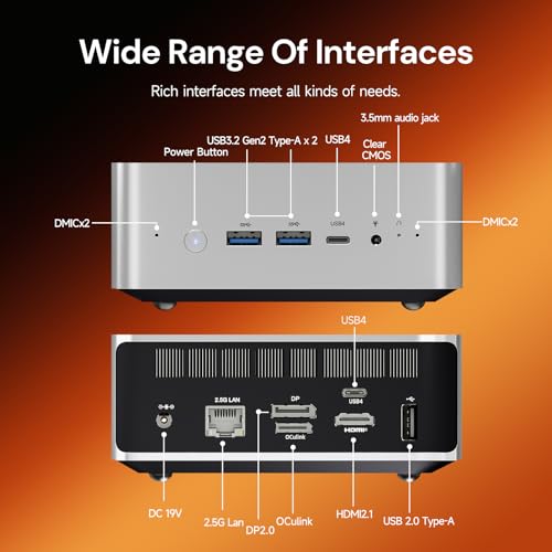 Image of Reatan X8 Mini PC with AMD Ryzen AI 9 HX470 (Beats HX370), 48GB DDR5 5600MHz, 1TB PICE4.0 SSD, OcuLink Mini Gaming PC, USB4, 8K Quad Display, 2.5G LAN, Wi-Fi 7, 86TOPS AI Workstation, Silver 1