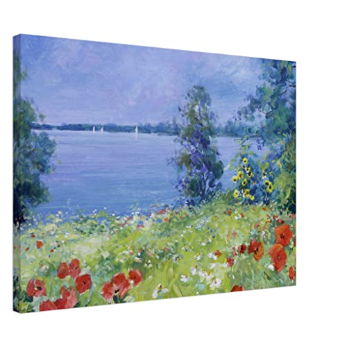 Toile encadrée paysage lac 50x70 cm pour décoration murale