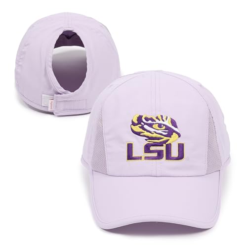 Ponyflo Women’s Collegiate Ponytail Hat, NCAA LSU Louisiana State University Tigers Baseball Cap for Women, Active Cap, Lavender, LSU