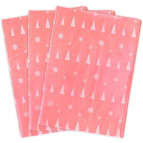 MR FIVE 60 Folhas de Papel de Seda Rosa Metálico de Natal A Granel, 14