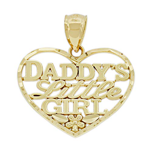 Gold Heart Daddy's Little Girl Charm - 10 Karat Solid Gold - Heart Pendant