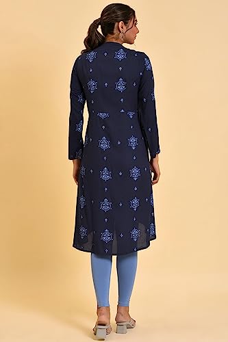 Image of W for Woman Women's Viscose Regular Fit Printed Kurta