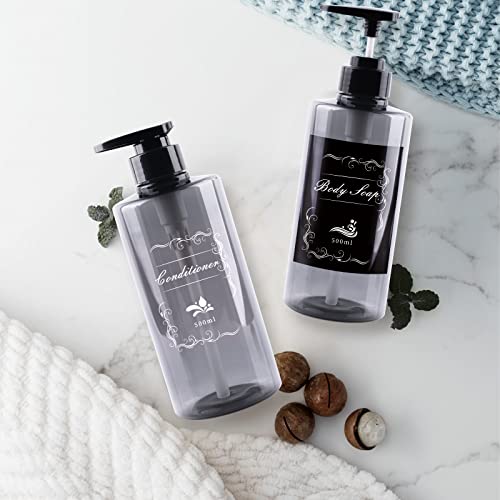 Aumio 16.9Oz Shampoo And Conditioner Dispenser Set Of 3 Plastic Shower Soap Dispenser Shampoo Bottles Refillable With Pump And Labels - Empty Shampoo Conditioner Body Wash Dispenser Set For Bathroom #TOP1