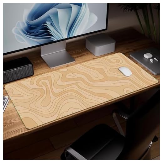Leather Contour Line Desk Pad, Colorful Art Mouse Pad Large Computer Keyboard Gaming Mousepad Waterproof Desktop Protector & Cover, Decorative PU Leather Laptop Mouse Mat Decor 10 x 25.6 inch C132