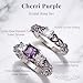 Cherri Wedding Ring Set for Women by Ginger Lyne | Purple Princess Cut Engagement Ring with Matching Wedding Band Cubic Zirconia Promise or Bridal Set