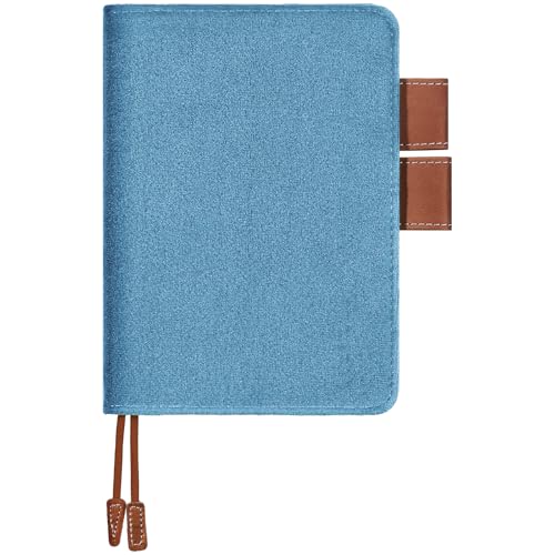Fullhawl Velvet Cover for A5 Notebooks Planner Cover for Weeks A5 Planner Inserts & Refill Paper 6.4 x 9 Inches Refillable Notebook for Student(Dusty Blue)
