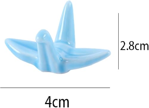 Miniatura 2 de Juego de palillos de cerámica con forma de grúas de papel, 4 piezas, soporte para palillos, grúa de origami, soporte para cuchara, tenedor, vajilla