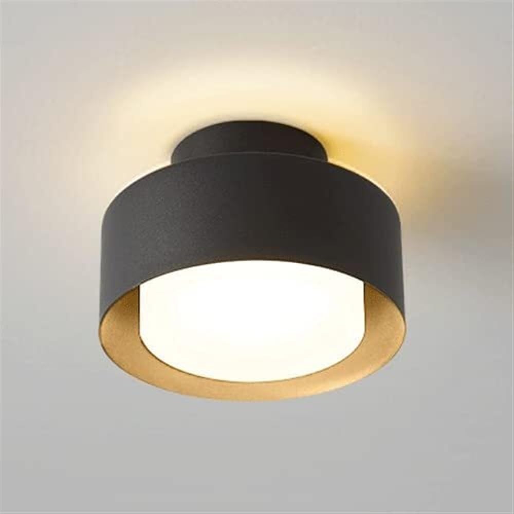 Industrial Minimalist Flush Mount Ceiling Lights with Metal Shade, Modern Round Balcony Ceiling Lights,6W Hallway Ceiling Lighting Fixtures(Black)