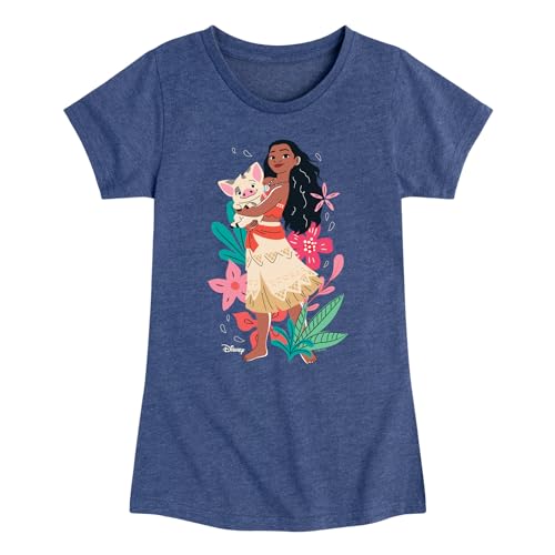 Disney Princess - Moana and Pua - Girls Fitted Short Sleeve T-Shirt
