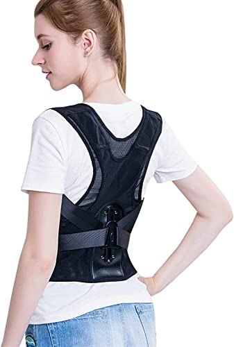 Corrector de cinturón de soporte lumbar y hombro trasero negro talla XXL para hombres y mujeres
