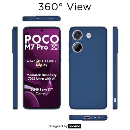 Image of Outlouders Back Cover for Poco M7 Pro 5G | Camera Protection | Durable Soft Matte Silicone Bumper Case (Blue)