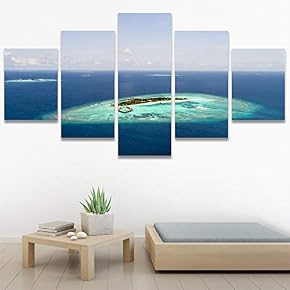 SIGNWIN 5 Panel Canvas Wall Art Coastal Scenery...