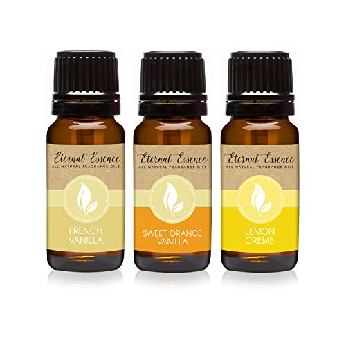 All Natural Fragrance Oils - Trio (3) - Sweet Orange Vanilla, French Vanilla & Lemon Creme - 10ML