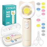 COSLUS C50 Baby Nail File Electric: 16 in1 Safe for ​​Sleep Trim Grind Gentle Baby Nail File with Quiet Design 360° Light 5 Grinding Heads 10 Adhesive Pads Suitable for Multiple Age Groups
