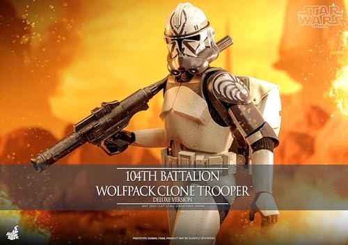 Hot Toys Star Wars: The Clone Wars 104th Battalion Wolfpack Clone Trooper (versión Deluxe) Figura coleccionable de 1/6 de 12 pulgadas