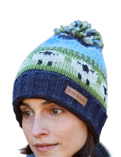 Bonnet à pompon laine fait main Pachamama, la douceur solidaire