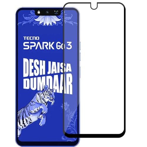 Image of DD SON Premium HD+ Tempered Glass Screen Protector Guard Compatible For Tecno Spark Go 5G / Tecno Spark Go 3 | Tecno Pop X (6.74 Inch, Pack of 1) | Edge to Edge Coverage With Easy to installation kit for Smartphone
