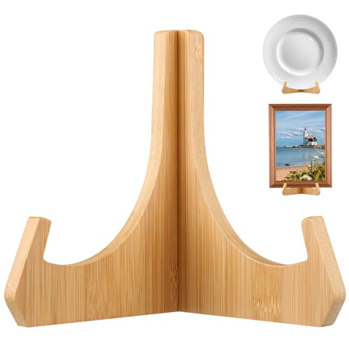 Lueden 6 Inch Plate Stands for Display Bamboo Plate Stand Picture Frame Holder Plates Holders Decorative Stand Tabletop Easel for Platter Dish Bowl Pictures Photo Book Plaque