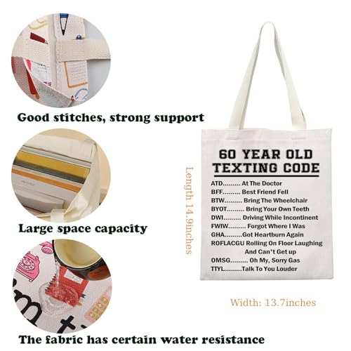 Bolsa Tote con código de texto para cumpleaños 60 miniatura 4