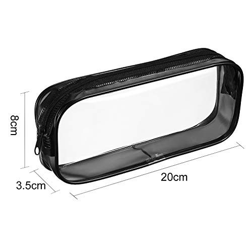 Tatuo 4 Pieces Clear Pvc Zipper Pen Pencil Case, Big Capacity Pencil Bag Makeup Pouch (Black And White) #TOP1