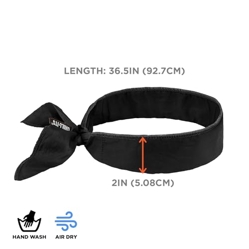Image of Ergodyne Chill-Its 6702 Cooling Bandana, Evaporative Polymer Embedded Material for Cooling Relief Black, 1 Count (Pack of 1)
