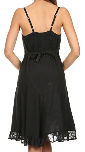 Image of Sakkas Stonewashed Rayon Adjustable Spaghetti Straps Mid Length Dress