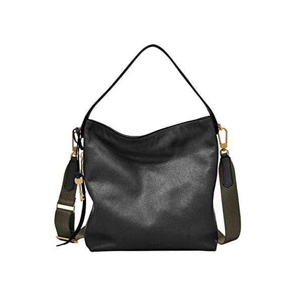 Fossil Women's Maya Leather Small Hobo Purse Handbag, Black (Model: ZB6979001)