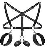Qiyasex Bettfesseln Sex Toyset Couples 3-In-1 Bondage Set Für Paare,Verstellbares Bdsm Fessel Set Mit Handfesseln, Brust- Und Oberschenkelriemen,Liebesspielzeug Für Anfänger Und Profis