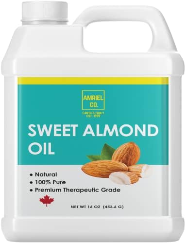 Sweet Almond Oil (16 OZ| 473 ML value size) Non- GMO, 100% Pure Skin and Hair Softener| Expeller- Pressed Great for DIY Beauty and Skincare Products| Use Alone or Add to Cream,