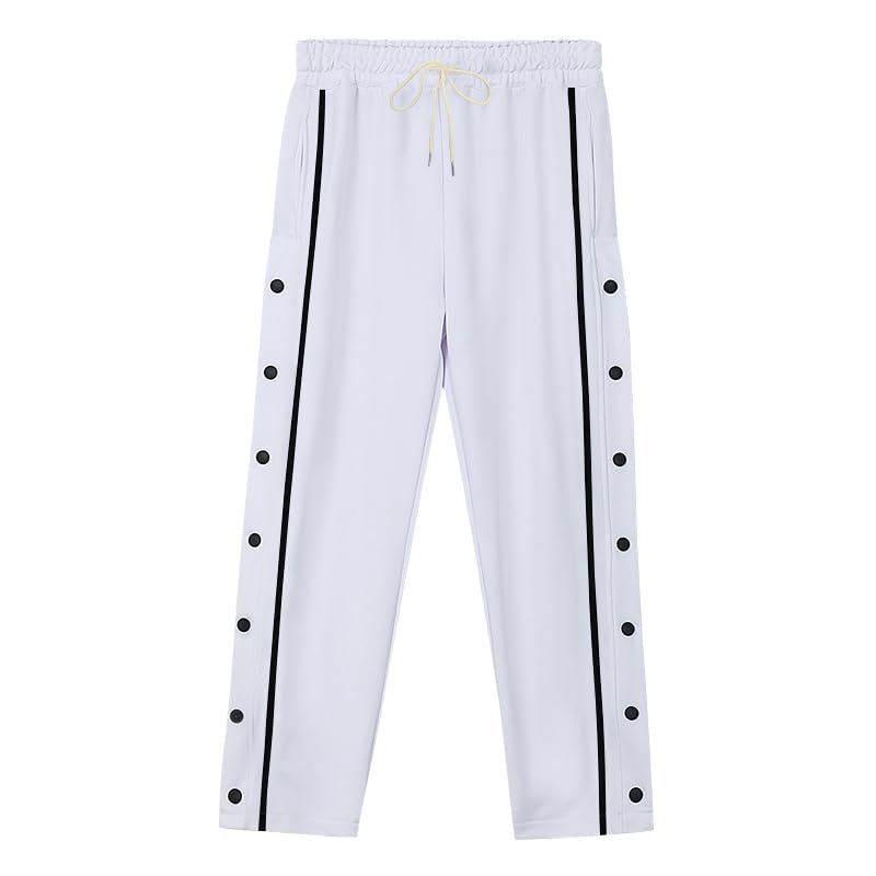 Mens Casual Sweatpant Button Design Drawstring Waist Pant Fashion Loose Solid Color Trousers Comfy Street Clothing3