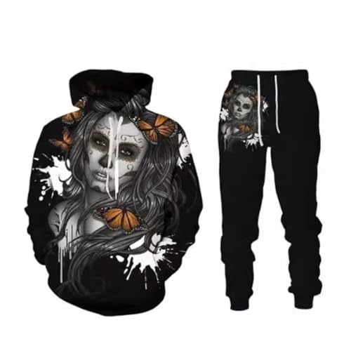 Survêtement de sport femme avec capuche ensemble 2 pièces taille M motif crâne