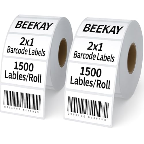 Image of 3000 Labels (2 Roll of 1500) 2 inch x 1 inch Inches (50 x 25 mm) Direct Thermal Printer Stickers Best for Barcode, Product, FNSKU, Inventory,Price,Compatible with All Type of Direct Thermal Label Printer