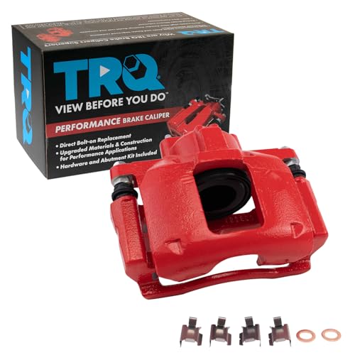 Image of TRQ Front Right Brake Caliper w /Bracket Performance Red Passenger Side