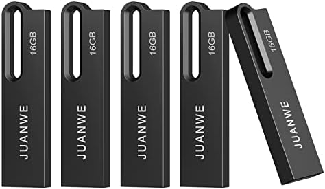 JUANWE 16 GB USB Sticks 10 Pack USB 2.0 Memory Stick, Metal Waterproof Keyring USB Flash Drive 16 GB Data Storage USB 2.0 USB Memory Stick Pendrive for PC/Laptop (16 GB x 10, Black)