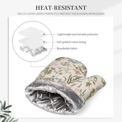 Mifsoiavv SET OF 4-2024.3.9-5 Vintage Wildflower Herbs Floral Rustic Butterfly Oven Mitts And Pot Holders Sets Silicone Kitchen Mitts Potholders Heat Resistant 4Pcs Oven Gloves Hot Pads thumb #3