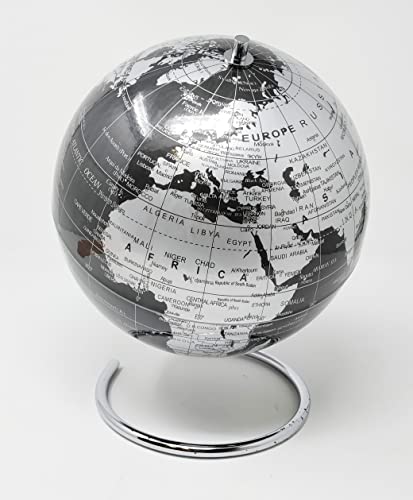 JRose Collections Globo del mundo (diámetro 20cm) - Educativo/geográfico/moderno decoración de escritorio - con una base de metal -Color negro (diámetro 20cm) JR1469 Cover