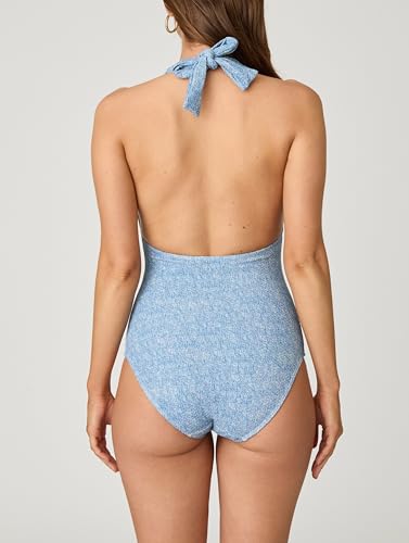 Shoshanna Women's Denim Texture Halter One Piece2