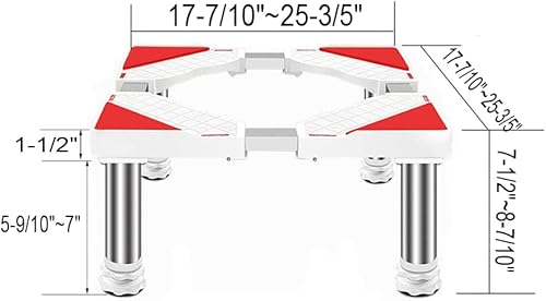 Miniatura 2 de Pedestal mejorado para lavadora, elevado, 4 pulgadas, 6 pulgadas, 8 pulgadas, 10 pulgadas, ajustable de 18 a 25 pulgadas, base de refrigerador, base